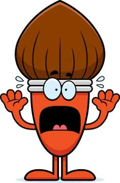 Scared Cartoon Paintbrush Stock Illustration
