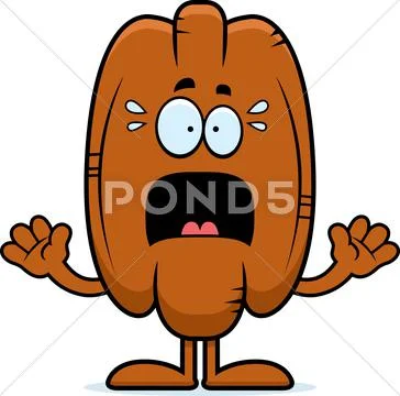 Scared cartoon pecan Stock Illustration