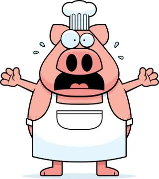 Scared Cartoon Pig Chef Stock Illustration