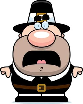Scared Cartoon Pilgrim Stock Illustration