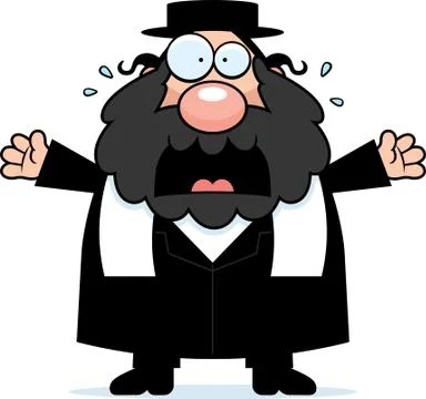 Scared cartoon rabbi Stock Illustration