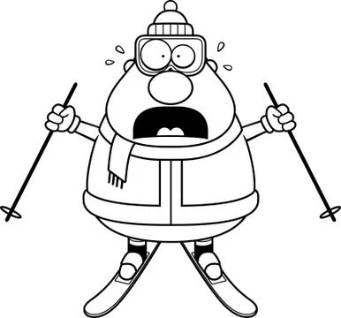 Scared Cartoon Skier Stock Illustration