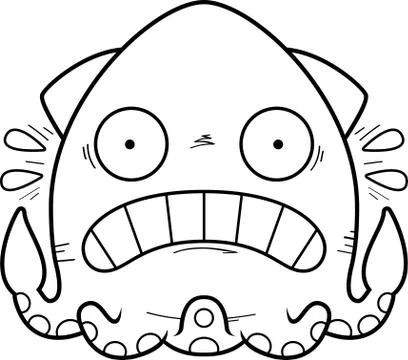 Scared Cartoon Squid Stock Illustration