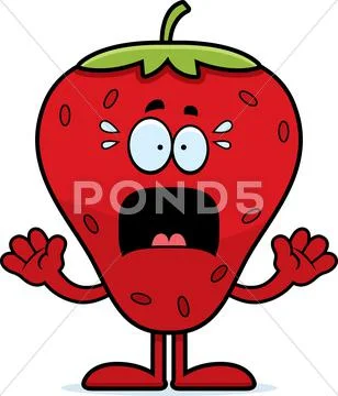 Scared cartoon strawberry Stock Illustration