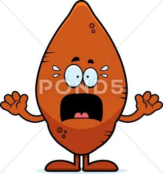 Scared cartoon sweet potato Stock Illustration
