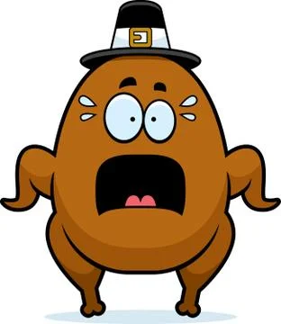 Scared Cartoon Turkey Pilgrim Illustrazione stock