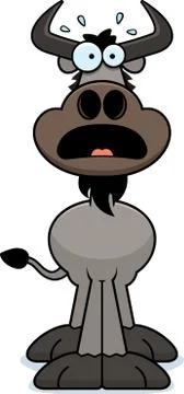 Scared Cartoon Wildebeest Illustrazione stock