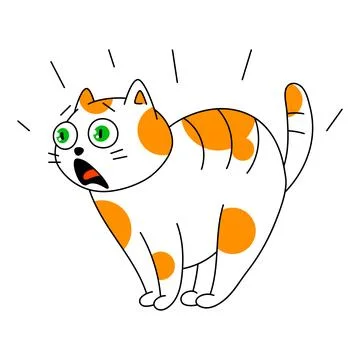 Scared cat arched its back. Cartoon illustration of cute kitten pet. Stock Illustration