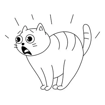 Scared cat arched its back. Cartoon illustration of cute kitten pet. Stock Illustration