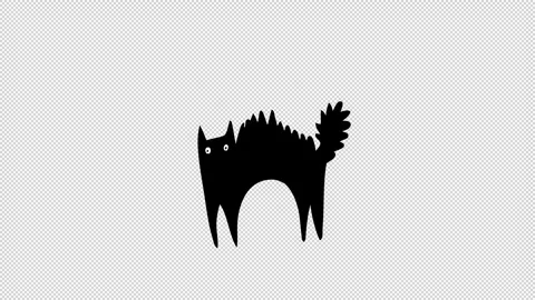 Scared cat black silhouette animation on an alpha channel Stock Footage 292536963