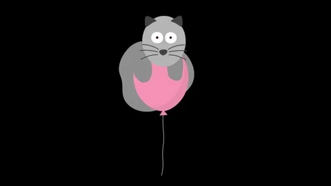 Scared cat flies with a pink balloon Stock Footage 311364005
