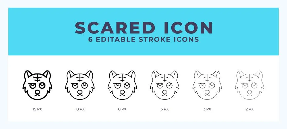 Scared cat icon. Regular line. Thin line. Bold line. Vector illustration. Stock Illustration