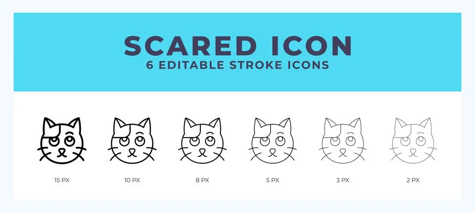 Scared cat icon. Regular line. Thin line. Bold line. Vector illustration. Stock Illustration
