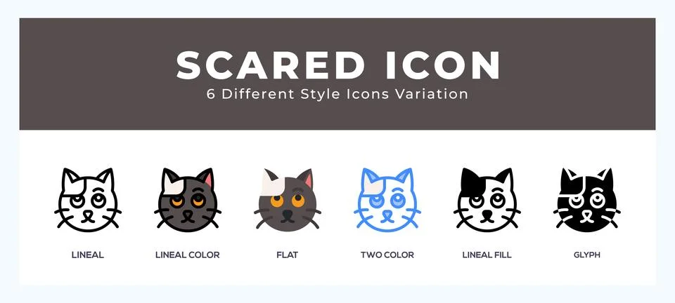 Scared cat icon for web. mobile apps and ui. Stock Illustration