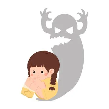 Scared Child With Monster Shadow Illustration Stock Illustration
