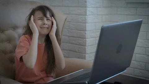 Scared by computer. Stock Footage 114832905