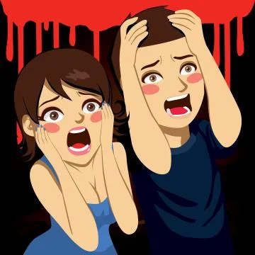 Scared Couple Screaming Stock Illustration
