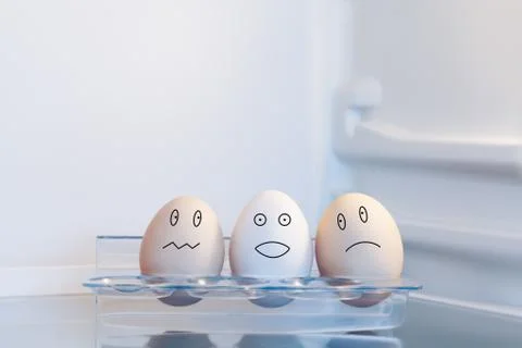 Scared eggs characters Stock Photos