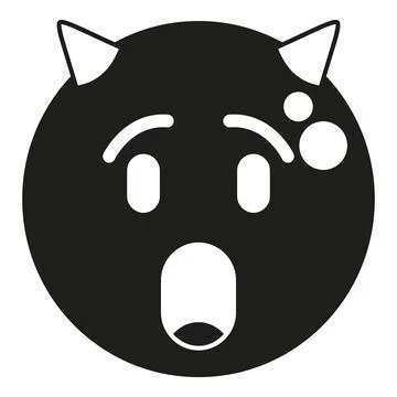 Scared emoji with devil horns expressing shock Illustrazione stock