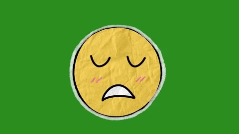 Scared Emoji Paper Texture Overlay | Cute Hand Drawn Face Animation Stock Footage 331003173
