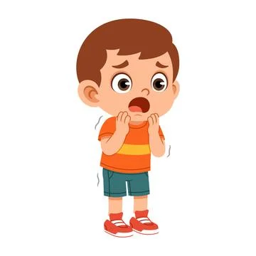 Scared Expression of Flat Boy Character Stock Illustration