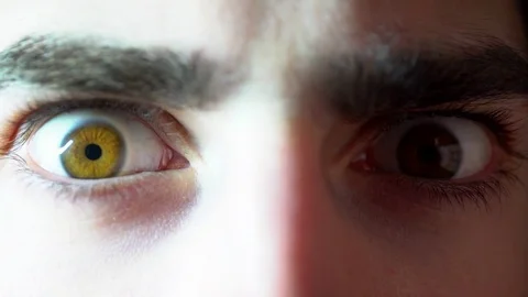 Scared eyes Closeup Object aproaching and closing eyes Stock Footage 84675530
