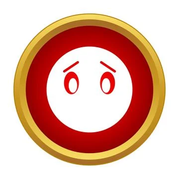 Scared face emoticon button expressing worry and sadness Stock Illustration