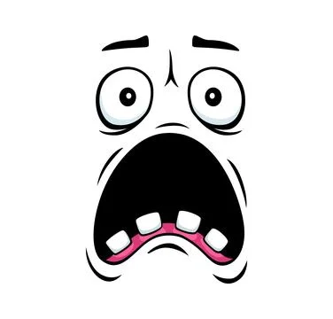 Scared face expression, cartoon emoji with emotion Stock Illustration