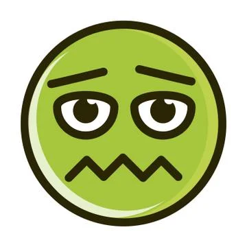 Scared funny smiley emoticon face expression line and fill icon Illustrazione stock