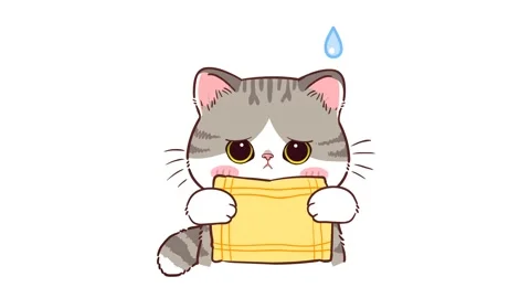Scared Grey Kitten Hugging Pillow - White Background Stock Footage 282789406