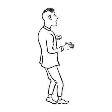 Scared guy vector stick cartoon black and white Stock Illustration