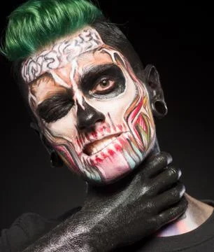 Scared Halloween makeup. Stock Photos