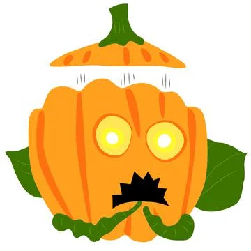 Scared Halloween pumpkin with an exploded lid on a white background. Stock Illustration