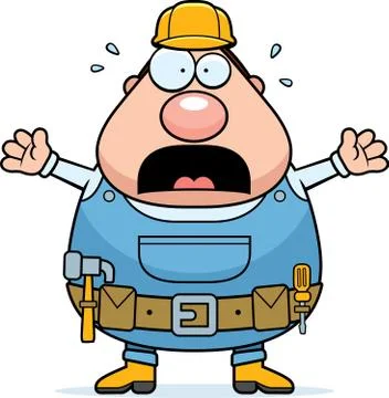 Scared handyman Stock Illustration