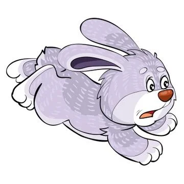 Scared hare character running away from someone, cartoon illustration, isolat Stock-Illustration