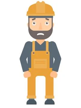 Scared industrial worker in hard hat 스톡 일러스트