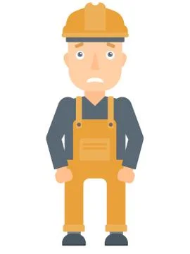 Scared industrial worker in hard hat 스톡 일러스트