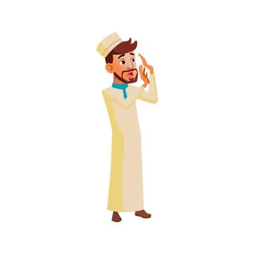 Scared islamic man refusing to watch scary movie cartoon vector Illustrazione stock