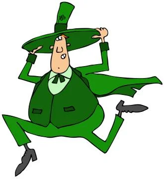 Scared leprechaun running Stock Illustration