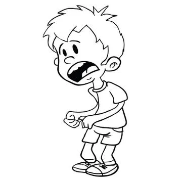 Scared little boy black Stock Illustration