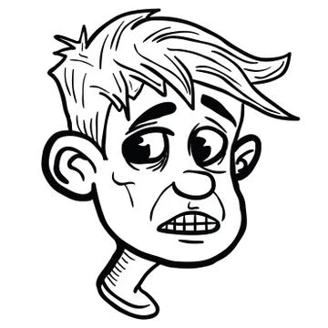 Scared little boy1 black Stock Illustration