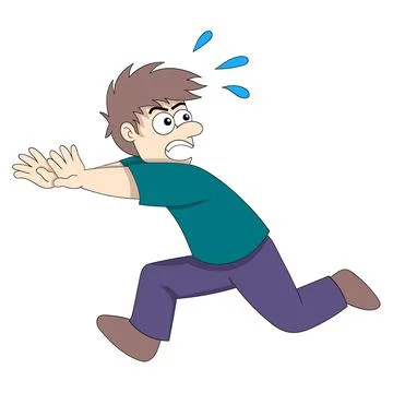 The scared-looking nerd boy was running away Stock Illustration