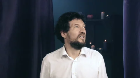 Scared man being attacked and killed by strong vampire Stock Footage 60611741
