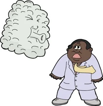 Scared man blown by wind Stock Illustration