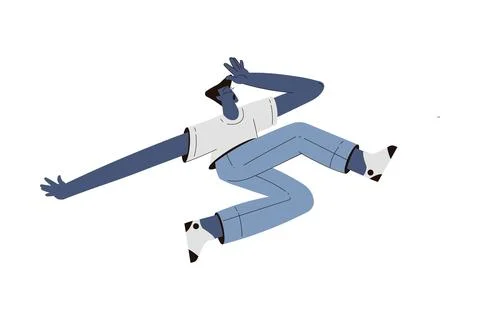 Scared Man Character Float and Fly in the Air Suffer from Hurricane Vector Stock Illustration