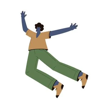 Scared Man Character Float and Fly in the Air Suffer from Hurricane Vector Stock Illustration