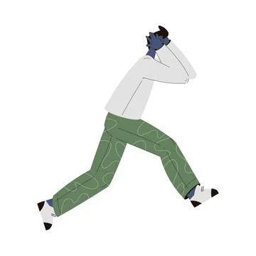 Scared Man Character Run and Escape Afraid of Something Vector Illustration Stock Illustration