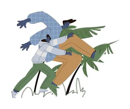 Scared Man Character Run and Escape Afraid of Hurricane Vector Illustration Stock Illustration