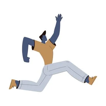 Scared Man Character Run and Escape Afraid of Something Vector Illustration Stock Illustration