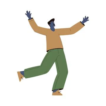 Scared Man Character Run and Escape Afraid of Something Vector Illustration Stock Illustration
